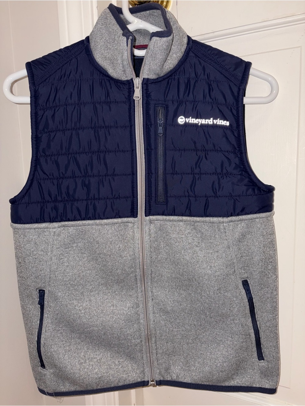Vineyard Vines Navy and Gray Quilted Fleece Vest - Kids